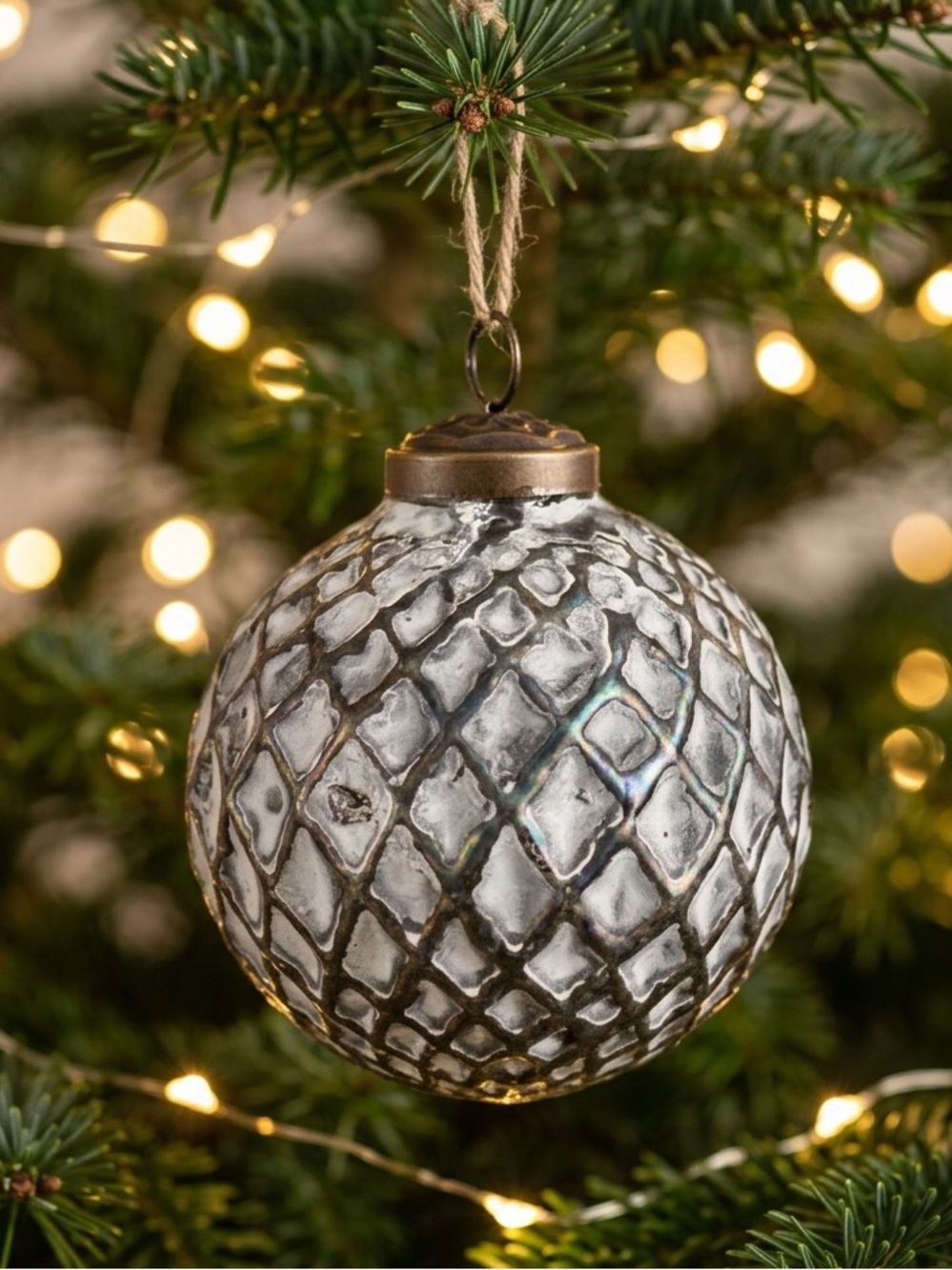 Rustic Gold Distressed Tin Christmas Ball Ornaments Set of 6 NIB